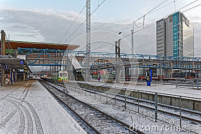 Winter view of raylway station Editorial Stock Photo