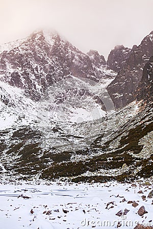 Winter view of the Tatranska Lomnica mountain, with snow Stock Photo