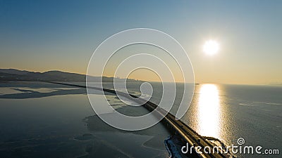 Winter views of The Amur Bay Bridge Stock Photo