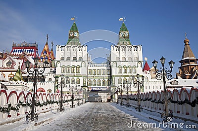 Winter views of the Izmailovo Kremlin, the well known tourist attraction. Moscow Editorial Stock Photo