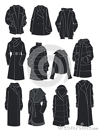 Winter voluminous outerwear Vector Illustration