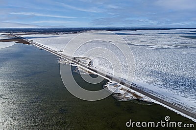 Winter vs spring aerial photo Stock Photo