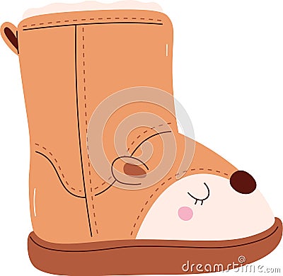 Winter Warm Children's Shoe Vector Illustration