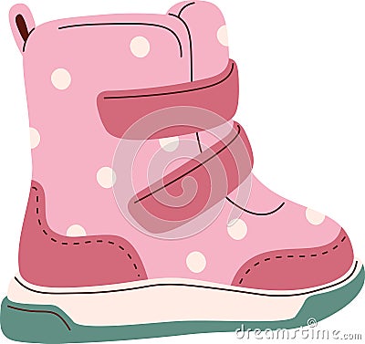 Winter Warm Children's Shoe Vector Illustration