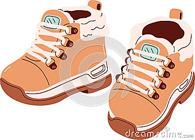 Winter Warm Children's Shoes Vector Illustration