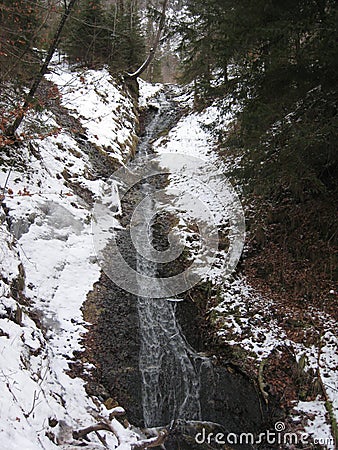 Winter waterfall, Bavaria Stock Photo
