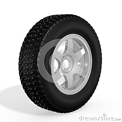 Winter wheel and tire Stock Photo