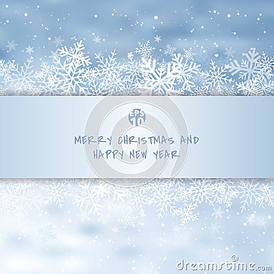 Winter white merry christmas greetings card made of snowflakes a Vector Illustration