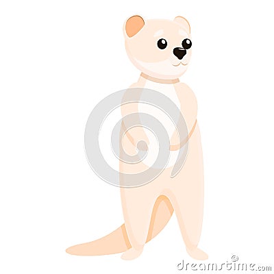 Winter white mink icon, cartoon style Vector Illustration