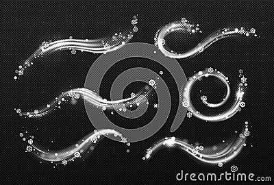 Winter wind effect with snow swirls and waves Vector Illustration