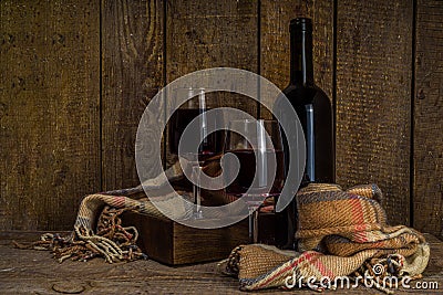 Winter cozy wine tasting background Stock Photo