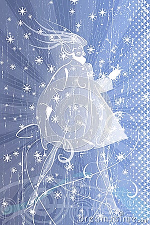 Winter woman Cartoon Illustration