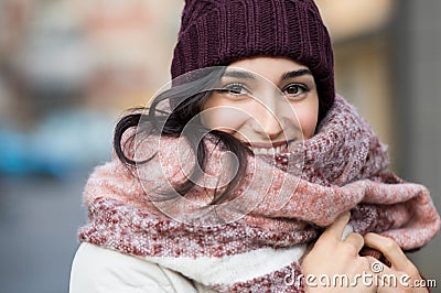 Winter woman outdoor Stock Photo