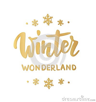 Winter wonderland card. Hand drawn lettering. For Christmas and New Year banners, posters, gift tags and labels. Vector Illustration