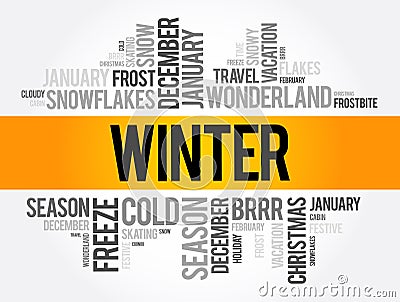 Winter word cloud collage, concept background Stock Photo