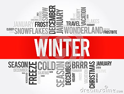 Winter word cloud collage, concept background Stock Photo