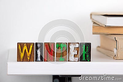 Winter word from colored wooden letters Stock Photo