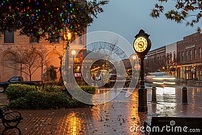 Christmas decorations in the city of Winters, California Editorial Stock Photo