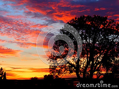 A Winters Nights Sunset Stock Photo