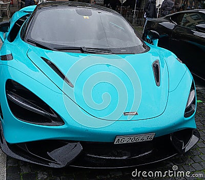 Winterthur, Switzerland - October 21, 2023: Modified blue McLaren car at street at Winterthur, Switzerland Editorial Stock Photo