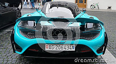 Winterthur, Switzerland - October 21, 2023: Modified blue McLaren car at street at Winterthur, Switzerland Editorial Stock Photo