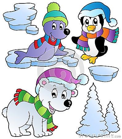 Wintertime animals collection 2 Vector Illustration