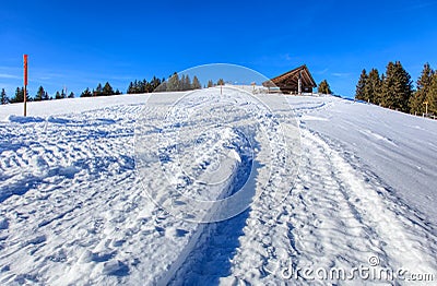 Wintertime view on Mt. Rigi in Switzerland Editorial Stock Photo
