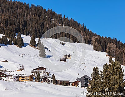 Wintertime view in the town of Davos Editorial Stock Photo