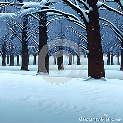 Wintery trees and snow scene Stock Photo