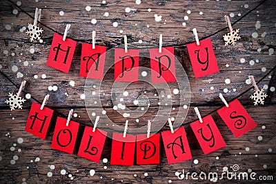 Wintry Happy Holiday Tags Stock Photo