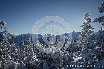 Wintry mountainscape in Western Tatras Stock Photo