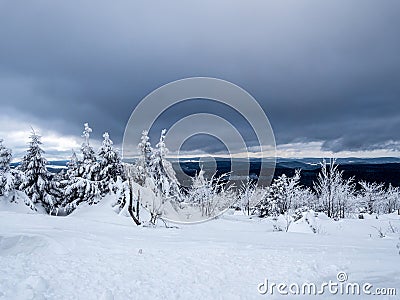 Wintry view over the Vogtland Stock Photo