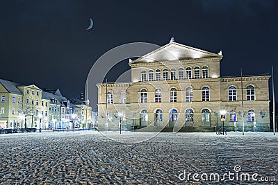 Wintry view of Theater Stock Photo