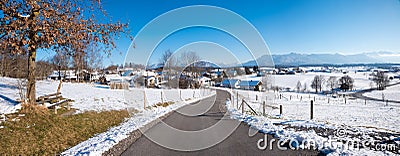 Wintry walkway around Aidling village, alpine foothills upper bavaria Stock Photo