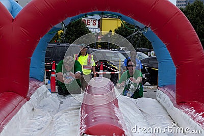 Wipeout 5K Run obstacles course - Foam of Fury Editorial Stock Photo