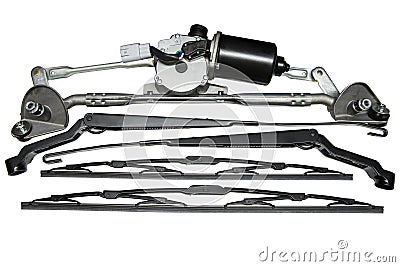 Wiper motor and levers with brushes Stock Photo