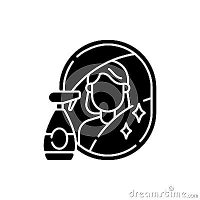 Wiping mirror black glyph icon Vector Illustration