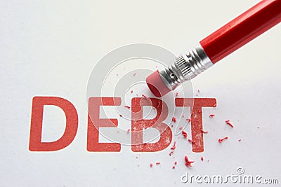 Wiping out debt Stock Photo