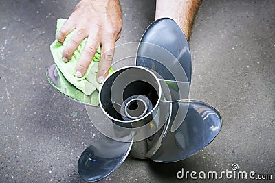 Wiping of the propeller Stock Photo