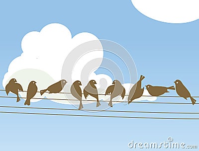 Wire Birds Vector Illustration