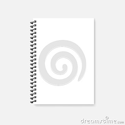 Wire bound blank A4 notebook - spiral diary, realistic vector mockup Vector Illustration