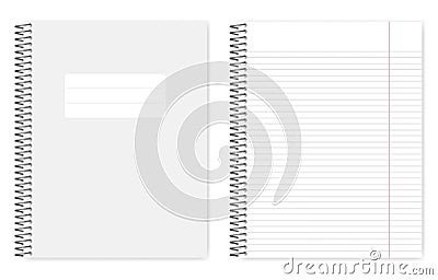 Metal spiral binding lined letter format notebook, realistic mockup Vector Illustration