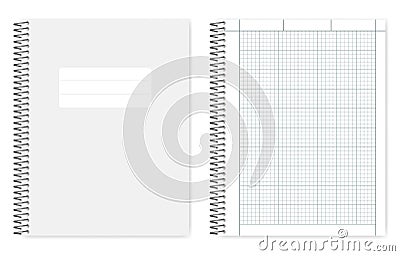 Wire bound quad ruled cross section letter format copybook Vector Illustration