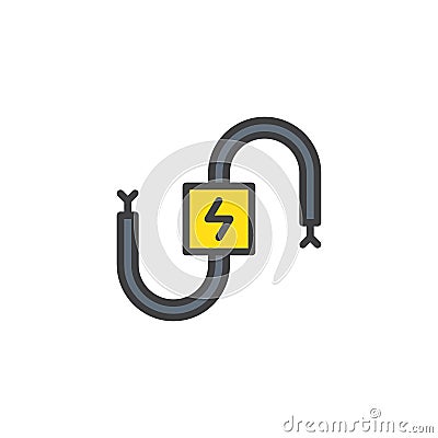 Wire cable electrical filled outline icon Vector Illustration