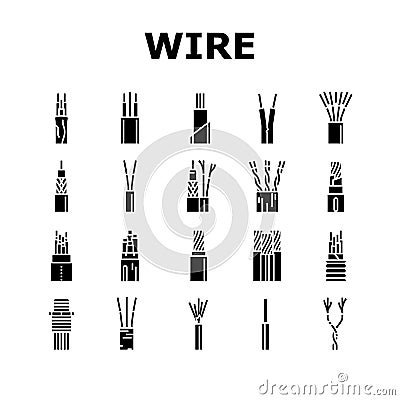 wire cable technology connection icons set vector Vector Illustration