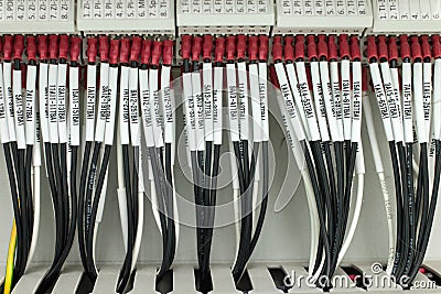 Wire cable terminal, input output Stock Photo