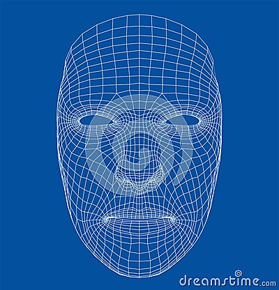 Wire-frame abstract human face Vector Illustration