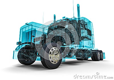 Wire frame American truck Stock Photo