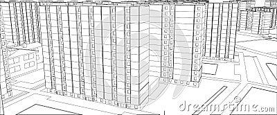 Wire-frame buildings. Vector Vector Illustration