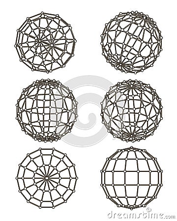 Wire-frame elements in the form of sphere Vector Illustration
